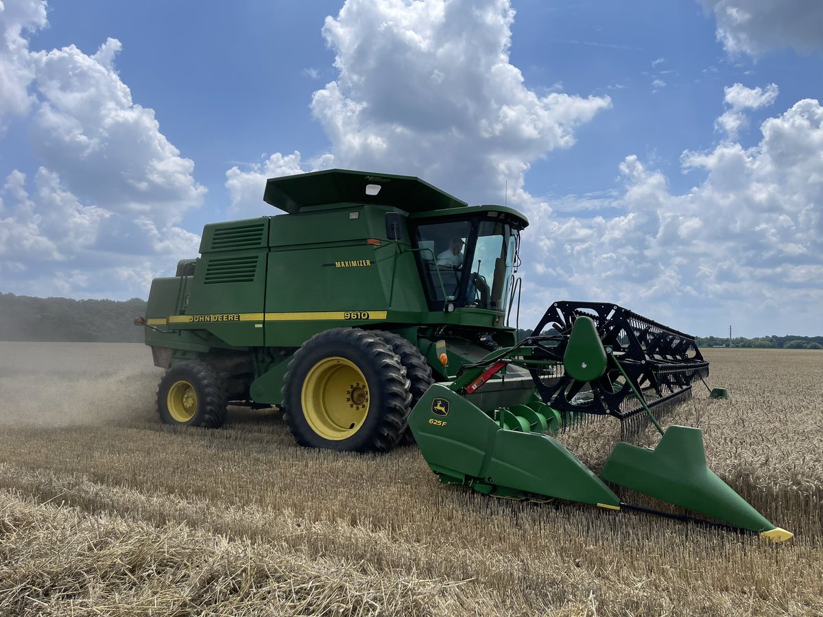IAA student Parker Miller shown harvesting wheat during his internship at 4-M Farms.  He and his family farm nearly 4,000 acres of corn, wheat, and soybeans in Kennedyville, MD.
