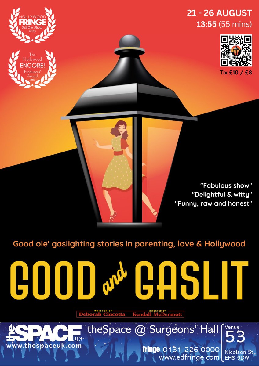 @rhcatlover Hi Ella! We're first-time fringers (+ performers) too! Can't wait. Bringing our award-winning show, GOOD and GASLIT from Los Angeles. It's the journey of a woman fighting back against the all-too-frequent gaslighting of our lives. bit.ly/44POxIn