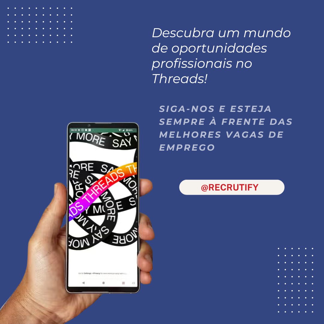 recrutify's tweet photo. Rendemo-nos à nova rede social #Threads e estamos entusiasmados em anunciar que estaremos compartilhando muitas oportunidades de emprego por lá!

Siga nosso perfil: https://t.co/h9CSZz1Zle

#Recrutify #Vagas #Oportunidades #Carreira #Vagas #Networking #meta #markzuckerberg https://t.co/BHd3LheVG5