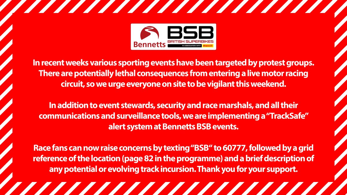 SnettertonMSV's tweet image. Before the @OfficialBSB weekend gets underway, an important safety notice for all our fans trackside today.