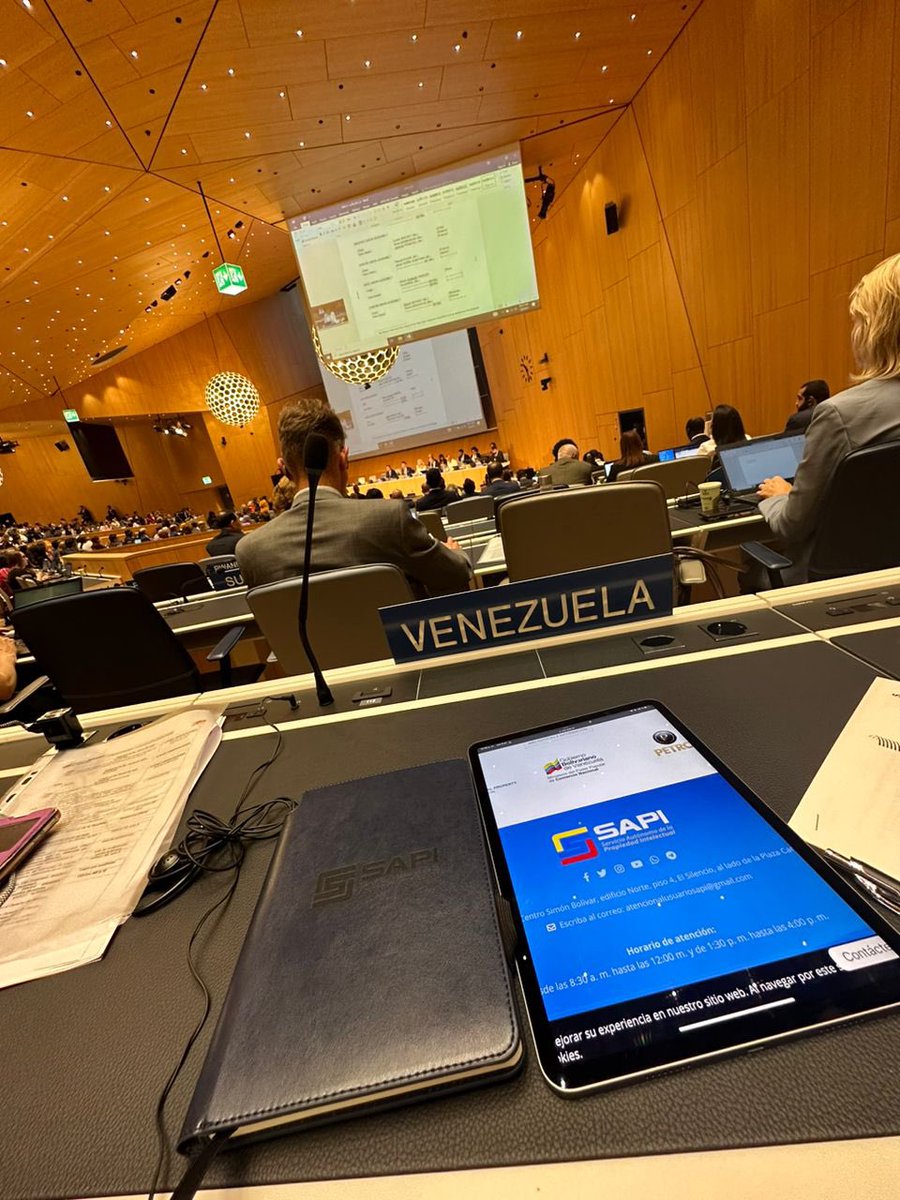 Venezuela dice presente en la sexagésima cuarta serie de reuniones de las Asambleas de los Estados miembros de la @wipo, para trabajar en los dos nuevos tratados propuestos:
-Protección de los diseños y PI
-Recursos genéticos y conocimientos tradicionales asociados.