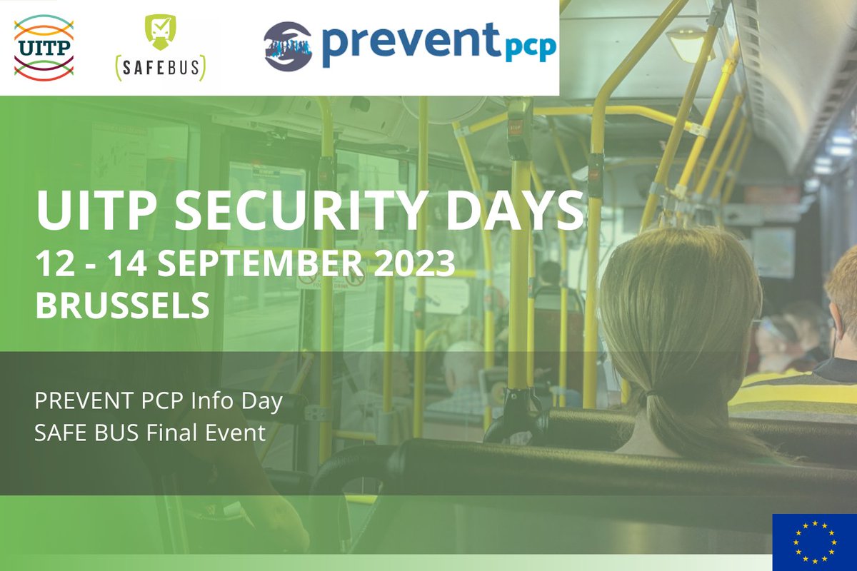 UITP (@uitpnews) on Twitter photo 🚍🛡 Join us at UITP Security Days in #Brussels, a multi-day event dedicated to safety & security in public transport!
📅 12 September: Security Committee meeting (UITP members only)
📅 13 September: <a href="/PreventH2020/">PREVENT PCP</a> Info Day; Explore Pre-Commercial Procurement & GDPR in public 🚍🛡 Join us at UITP Security Days in #Brussels, a multi-day event dedicated to safety & security in public transport!
📅 12 September: Security Committee meeting (UITP members only)
📅 13 September: <a href="/PreventH2020/">PREVENT PCP</a> Info Day; Explore Pre-Commercial Procurement & GDPR in public