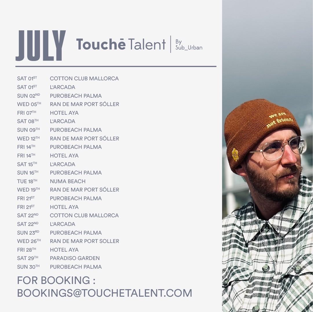 __Bonetti's tweet photo. 📅My gigs of July with #touchetalent by @Sub_Urban_Spain are here.
Gigs at #cottonclubmallorca, #restaurantelarcada, #purobeachpalma, @RandemarSoller, @ayaseahotel, #larcada and #numabeach. https://t.co/WM73QvGEnc