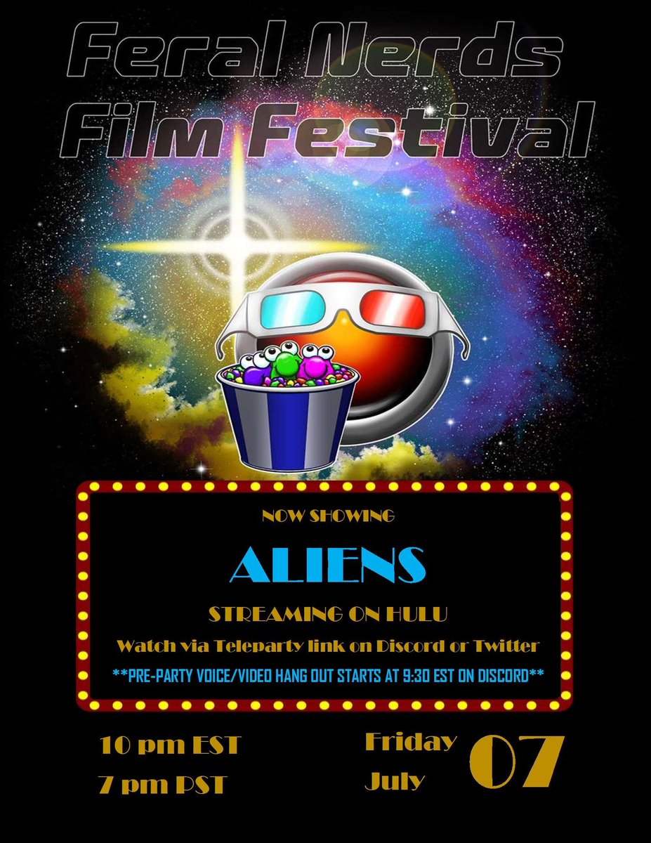Tazerface16's tweet photo. We do Feral Nerds Movie Night #FNMN on Fridays.
This week is Aliens
Download TeleParty and join us for the ruckus. https://t.co/WFGFbkb3pa