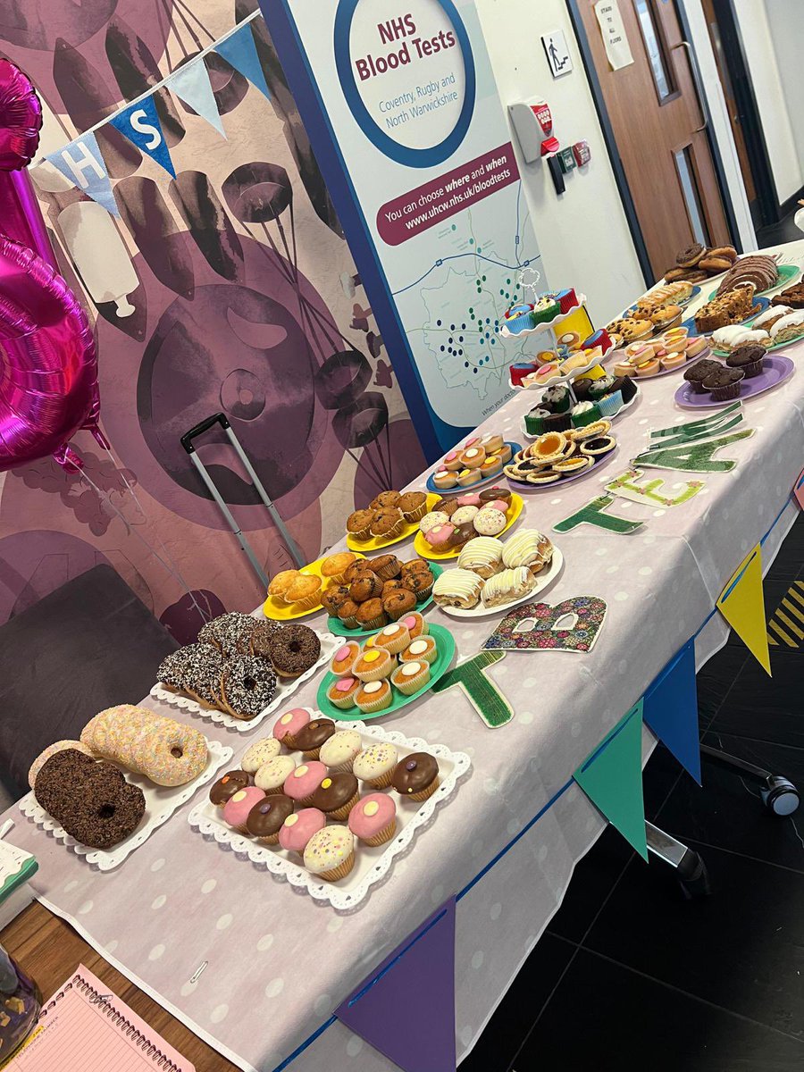 debbiestapleton's tweet photo. Thankyou to everyone who donated today. Hopefully we raised lots for @UHCWCharity . Brilliant effort made by @nhsuhcw own TB community team #NHS75birthday #teamwork @HallettKam 🧁🍰 https://t.co/ucsqGcSevE