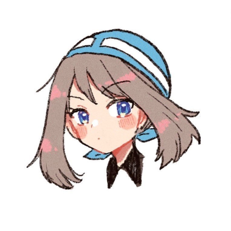 may (pokemon) 1girl solo brown hair blue eyes white background bandana blush  illustration images