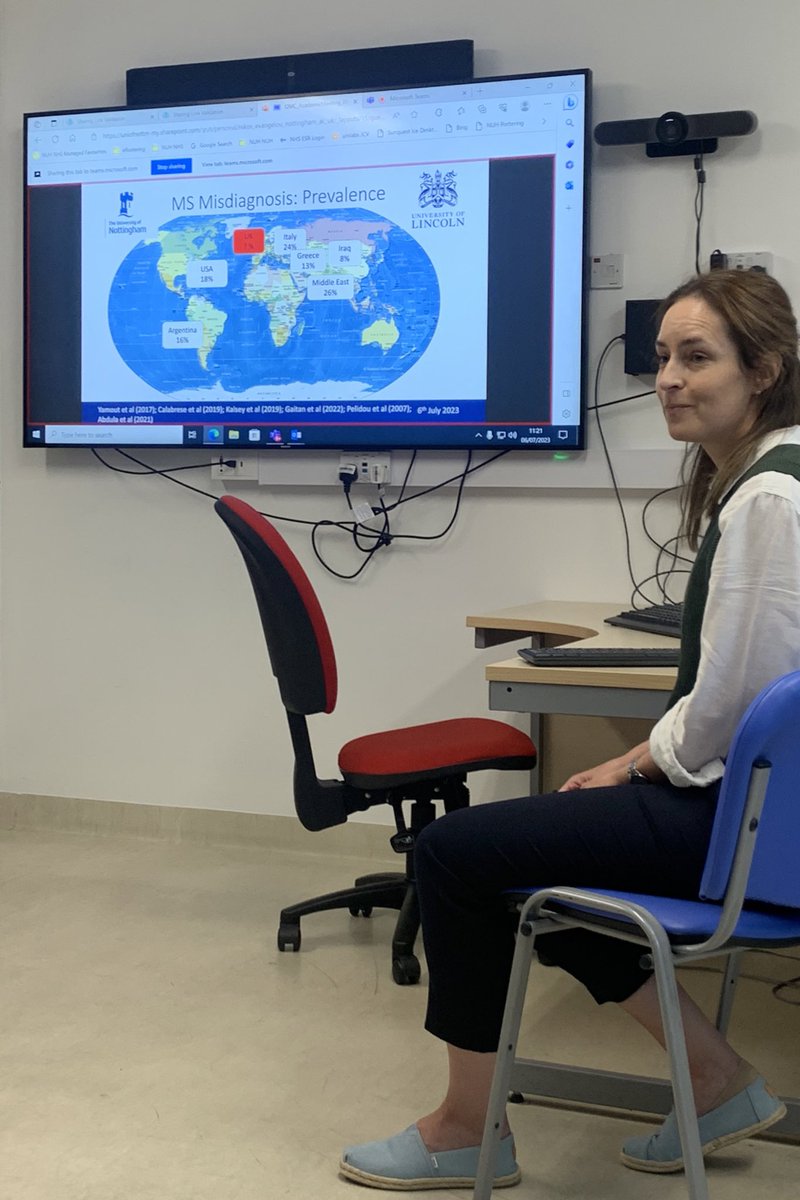 HibbertAimee's tweet photo. @AngelaPsyched giving a great talk on her guidelines for communicating an MS misdiagnosis today. Also a chance to advertise our prospective study recruiting cases of MS misdiagnoses across 7 UK centres and open now... Sadly a clinical problem that needs addressing! https://t.co/L5eH4j7Uh5