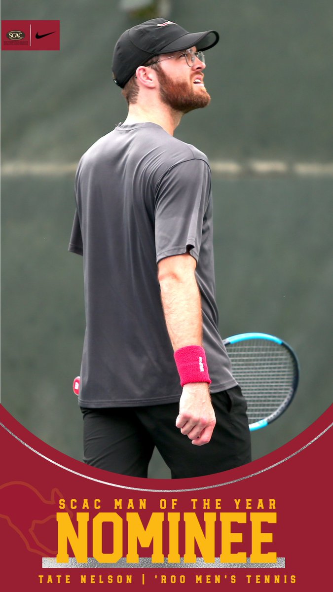 ACsports's tweet photo. Congratulations to Tate Nelson of 'Roo tennis on being named a SCAC Man of the Year nominee for the 2022-23 academic year! #RooNation #BeFierce https://t.co/b2dJUxVVw1