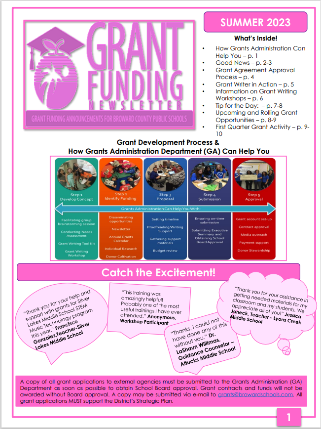 BCPS Grants Department (@bcps_grants) on Twitter photo Our Summer Newsletter is out! Find resources, tips, opportunities, and more! Read all about it! <a href="/browardschools/">Broward Schools</a>
browardschools.com/Page/35668 Our Summer Newsletter is out! Find resources, tips, opportunities, and more! Read all about it! <a href="/browardschools/">Broward Schools</a>
browardschools.com/Page/35668