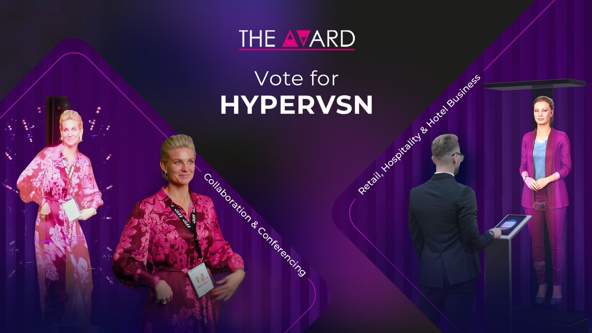 HYPERVSN's tweet photo. HYPERVSN has been shortlisted for The AVard 🏆 in two amazing categories! Nominated for our Digital Avatar and Holographic Live Stream solutions, we are beyond proud of our success and now we need You! Please head over to their website and vote for us! https://t.co/Lc0VOXKIrN https://t.co/UHu2hO2vf0