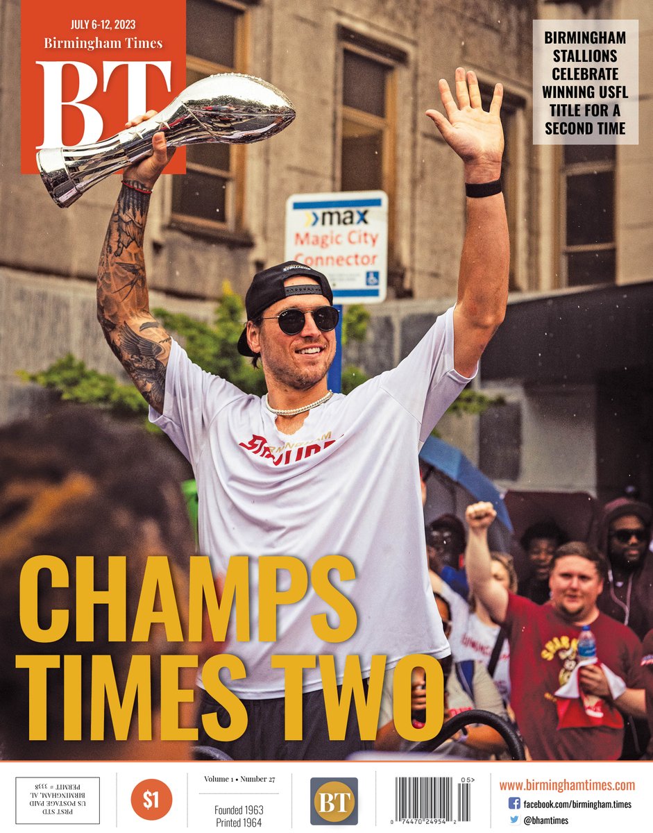 BarnettWright's tweet photo. Cover of this week's @BhamTimes print edition featuring Quarterback Alex McGough and the back-to-back champion #USFLStallions. #giddyup #usfl #usflchampionship https://t.co/kWqZ8ksCPb https://t.co/qqqUeJdI4W
