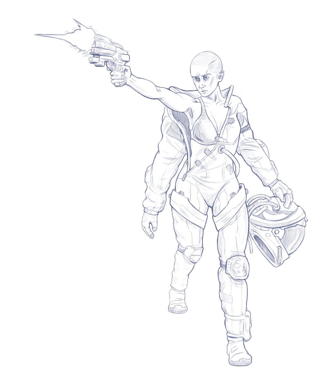 raptorrobb's tweet photo. This was a fun creative journey thanks to @theposearchives and @Tonycartoonish -really had no plan when I started out and ended up with this spacer getting out of her hard-vac suit in time to dispatch an unknown threat #dtpiysJul23 #artchallenge #dtpiys #dtiyschallenge https://t.co/RwZ881ighO