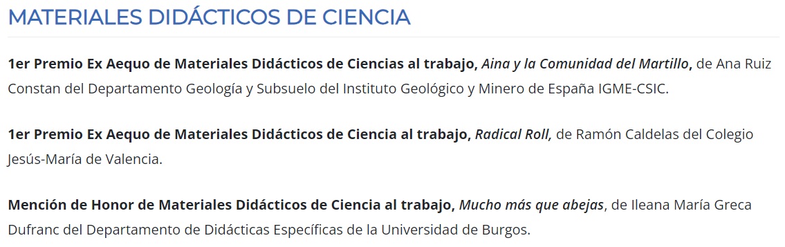 mujerygeologia's tweet image. 📢 Hemos ganado el 1º Premio en Materiales Didácticos de Ciencia en @cienciaaccion con el videojuego Aina y la Comunidad del Martillo 🥳 #AinaSGE #Geolodía23

No dejéis de jugarlo #ProfesBioGeo❗️

sociedadgeologica.org/divulgacion/ai…

Enhorabuena a los otros dos trabajos agraciados 👏