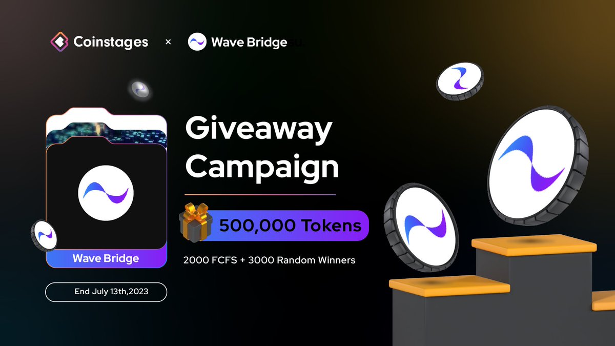 Coinstages's tweet photo. 🥳We’re excited to announce our next #Giveaway with @Wavebridgelabs

🎁Prize Pool: 500,000 Tokens For 2000 FCFS + 3000 Random Winners

📃Task
➡️Follow @Coinstages & @Wavebridgelabs
➡️Tag 3 Your Friends
✅Complete https://t.co/EBiow6ge9N

⏰ End July 13th

#Giveaway #WaveBridge #Crypto #Coinstages