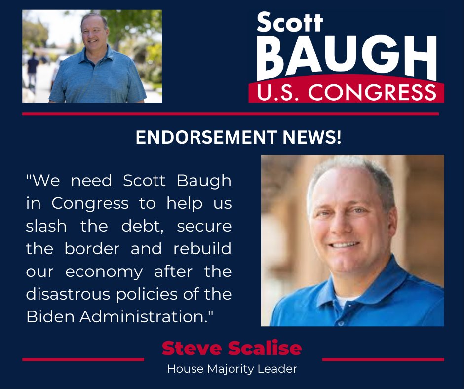 I'm honored to have House Majority Leader @SteveScaliseGOP endorse my campaign to win back #CA47! @NRCC