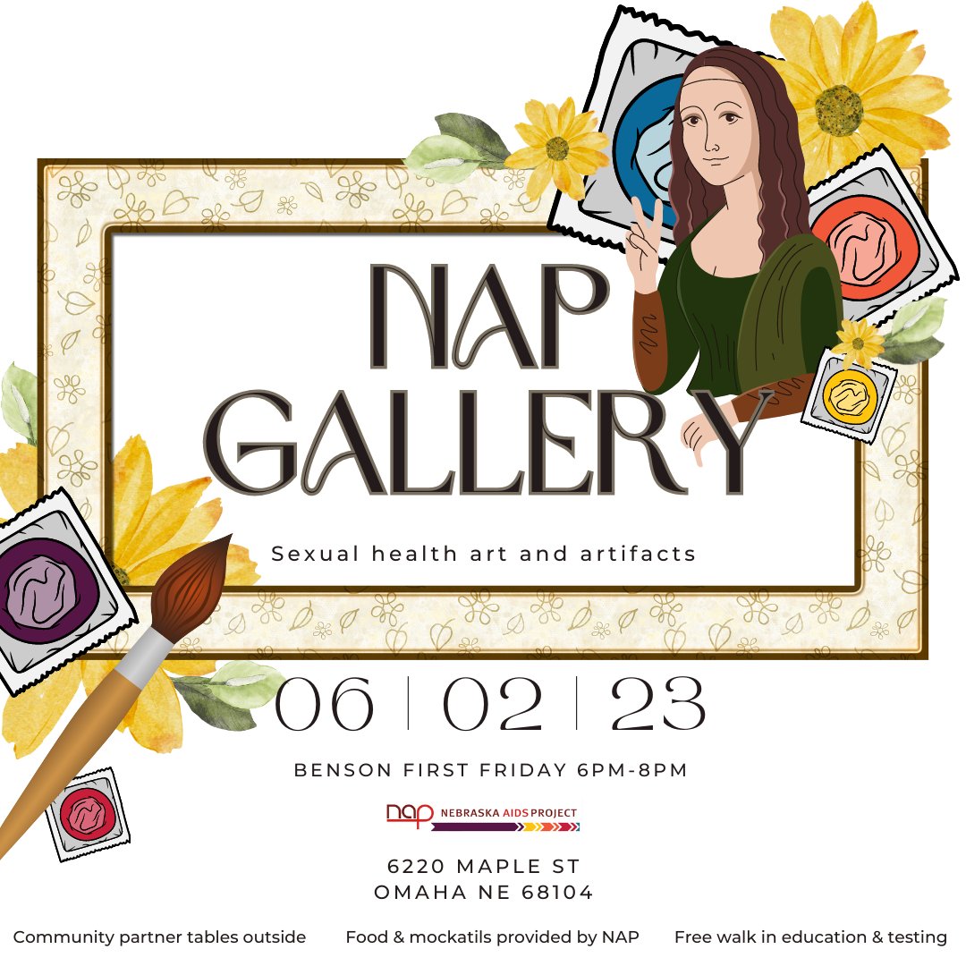 neAIDSproject's tweet photo. 🎨 The NAP Gallery is back during Benson First Friday!

We've got some new artwork displayed for this month's gallery and we hope you'll come by from 6:00PM - 8:00PM tonight!

#BensonFirstFriday #BensonNebraska #Benson #Nebraska #NebraskaAIDSProject #ArtGallery #Art https://t.co/c8OUBo0i2i