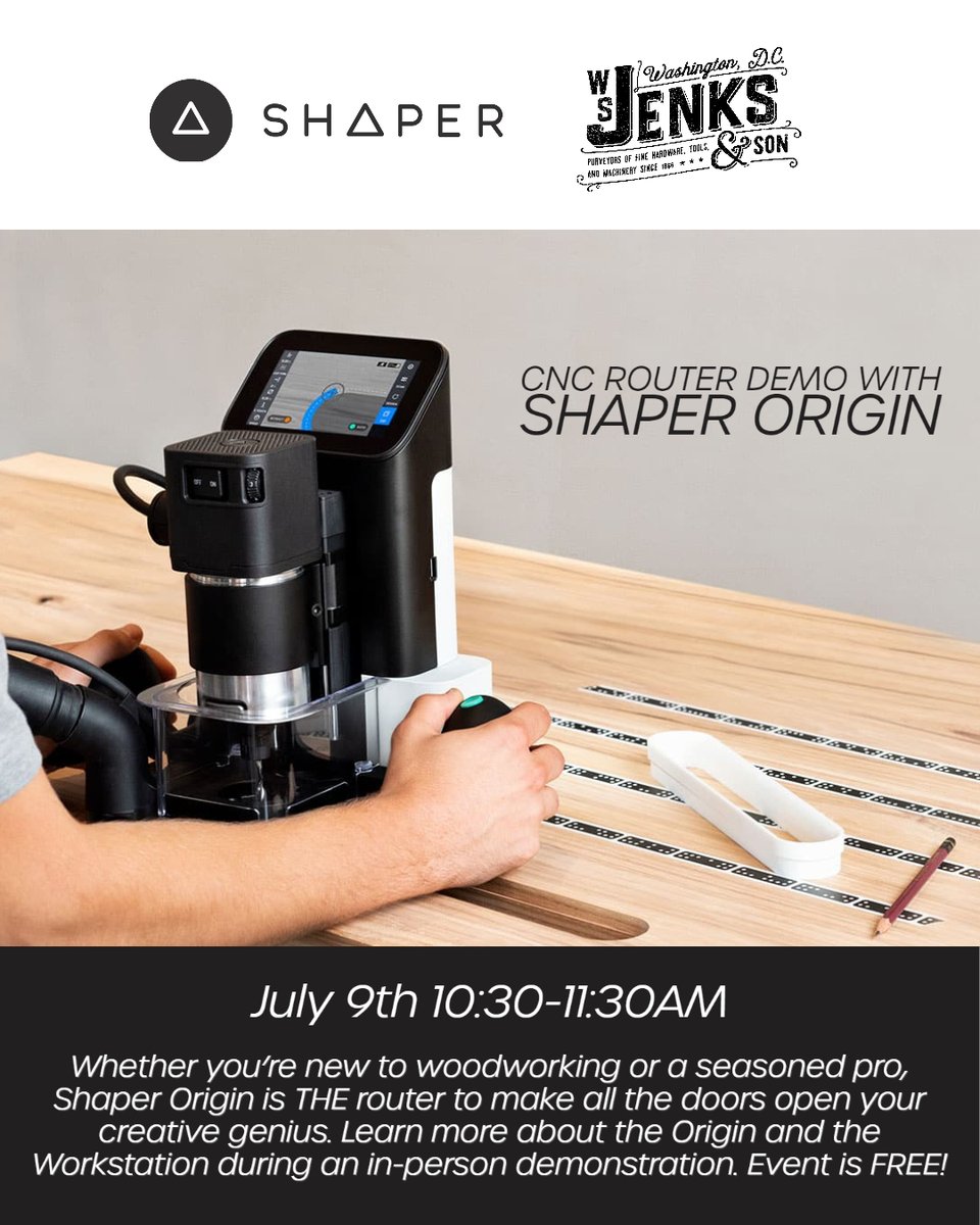 Join us this Sunday for our free Shaper Origin Router demo. Sign up for the demo using the link: tinyurl.com/262yv57a