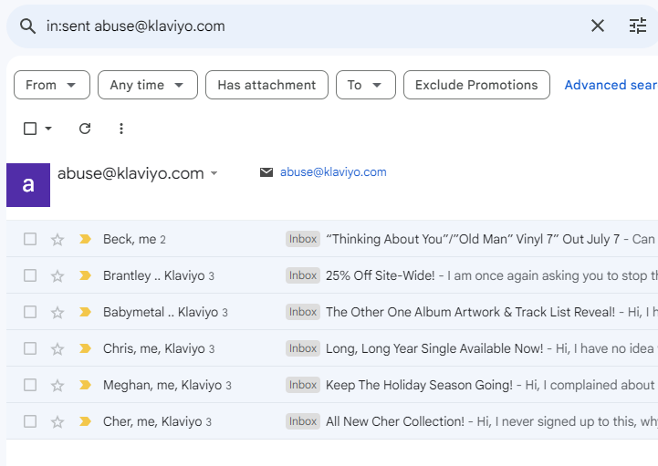 .<a href="/klaviyo/">Klaviyo</a> Why are you allowing <a href="/MerchTraffic/">MerchTraffic</a> to constantly spam me by adding me to lists I never signed up to despite multiple complaints to your abuse desk?