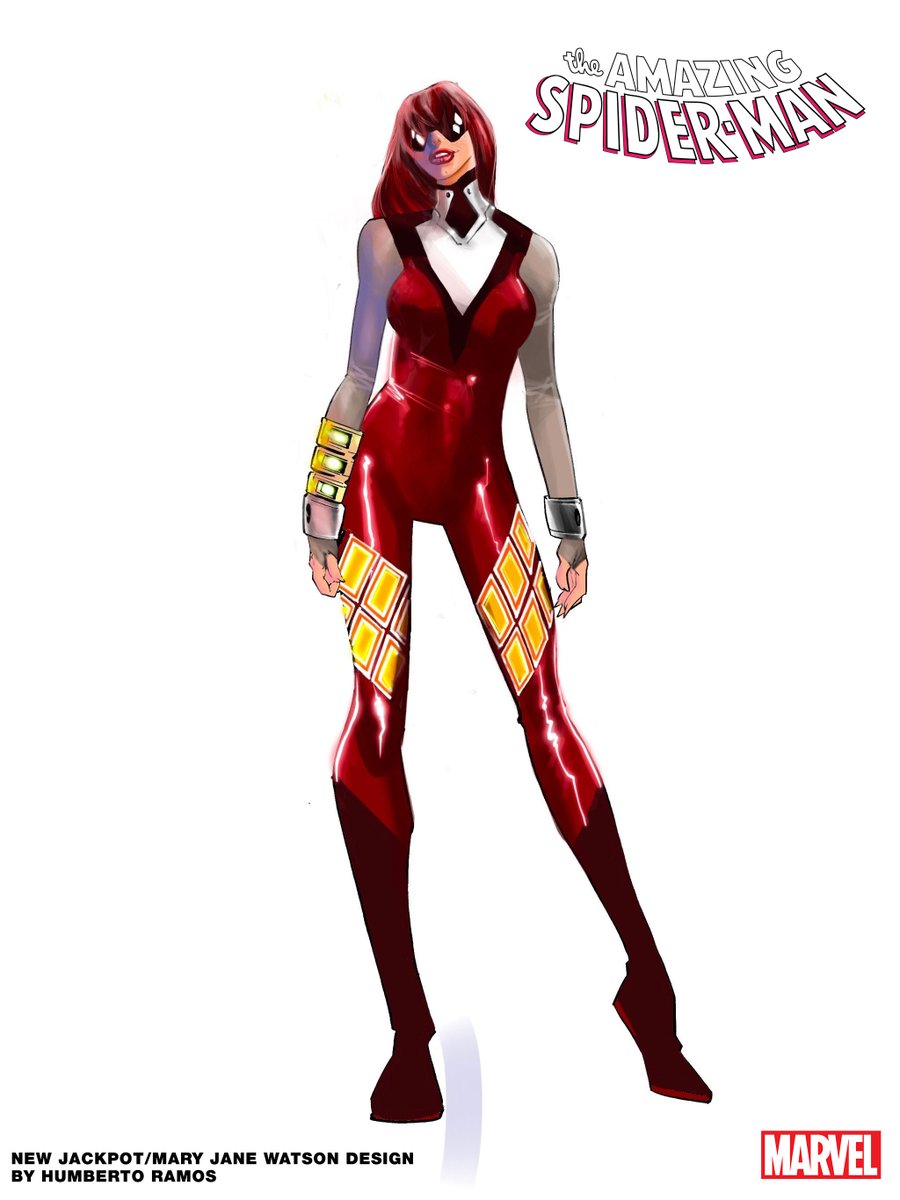 SpiderMan's tweet photo. Mary Jane wins big in 'Amazing Spider-Man' #31! 🎰 

Check out @humberto_ramos' new design for Jackpot, Mary Jane’s new Super Hero persona debuting on August 9: https://t.co/qMtr7qfkbF https://t.co/eKfnW5z5aE