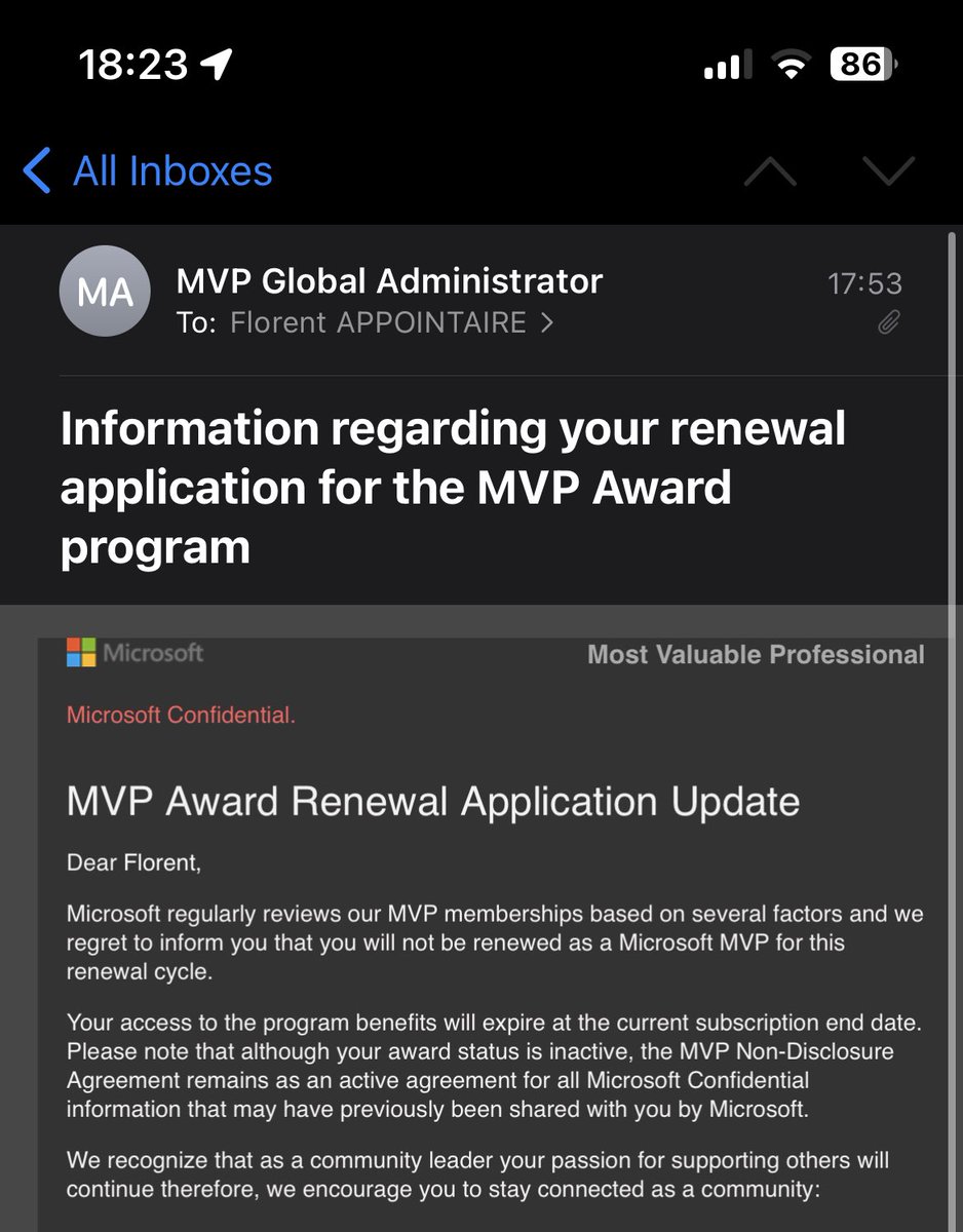 End of a period, after 7 years in the program, and after learning a lot and meet many great people, it is time for me to say good bye to the MVP title #mvpbuzz