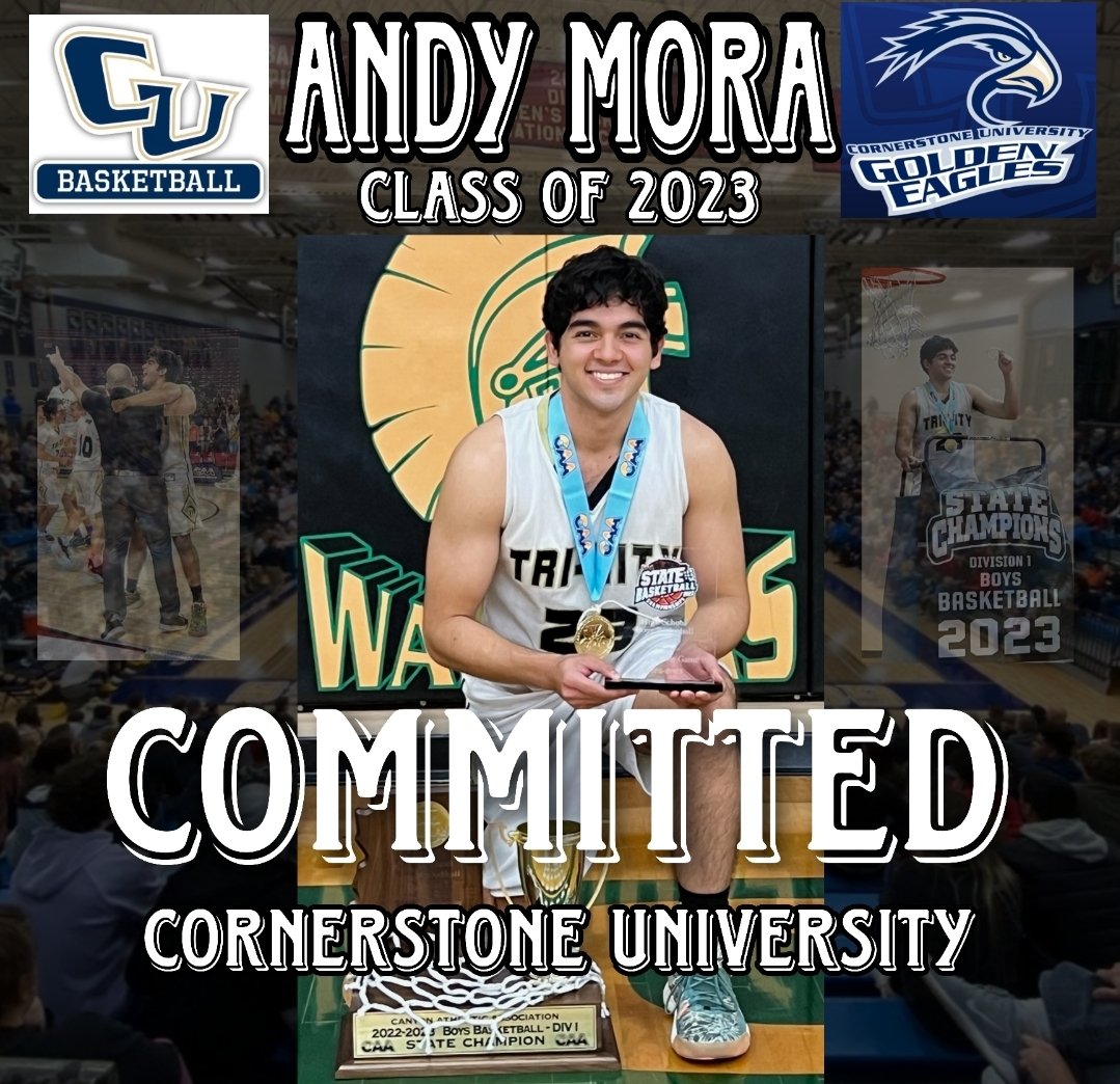 Congratulations to Tri-City senior <a href="/Mora20Andy/">Andy Mora</a> on his commitment to 3-time National Champion <a href="/CornerstoneMBB/">Cornerstone Basketball</a> &amp; Hall of Fame <a href="/CoachElders/">Kim Elders</a>! Excited to have one of the best we've coached play for my college HC &amp; alma mater. #TogetherweSOAR