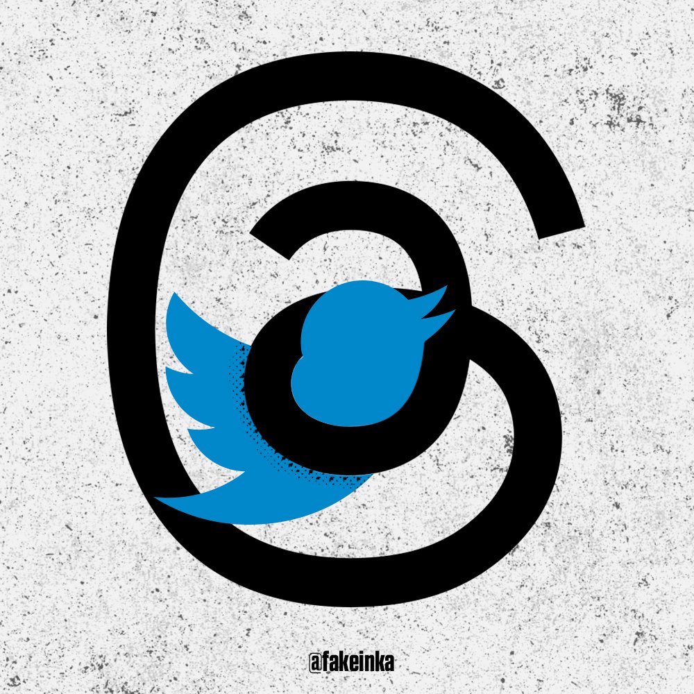 FakeInka's tweet photo. Así es cómo veo el resultado de la migración de usuarios de #twitter a #threads 🤷🏻‍♂️

#graphicdesign #logo #fakeinka https://t.co/gzsiTBOW9u