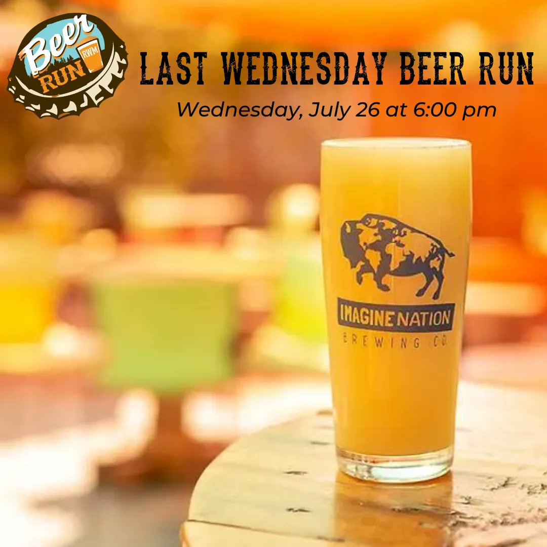 July is here and that means we are past halfway through the year!😲 The Last Wednesday Beer Run is heading over to Imagine Nation Brewing Company! Join us on July 26 at 6:00 pm. We will have a 3 or 5 mile course option and return for a beer on RWM!: buff.ly/30bfnPs