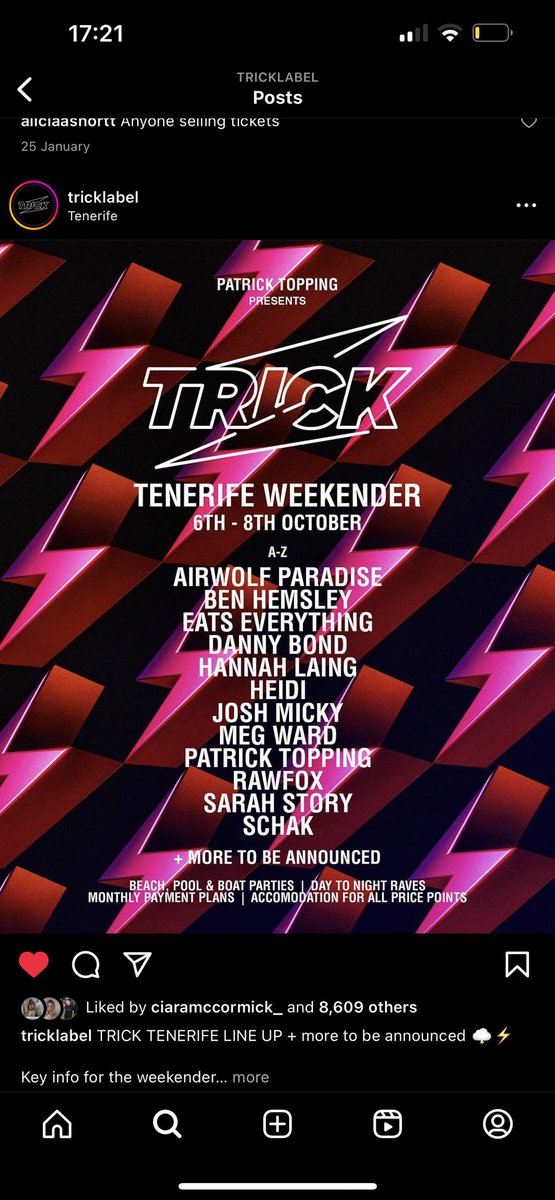 Selling x2 Bronze tickets for Trick Tenerife. Tickets &amp; hotel included / name change fee would need to be paid but open to offers👀
rt rt rt