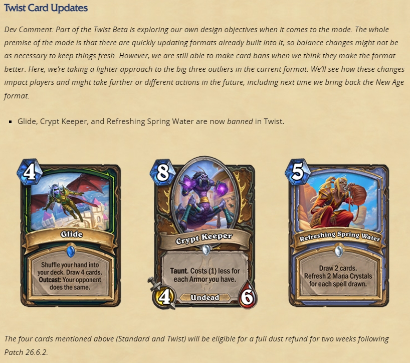 Hearthstone Top Decks💙 on X: It looks like cards banned in Twist