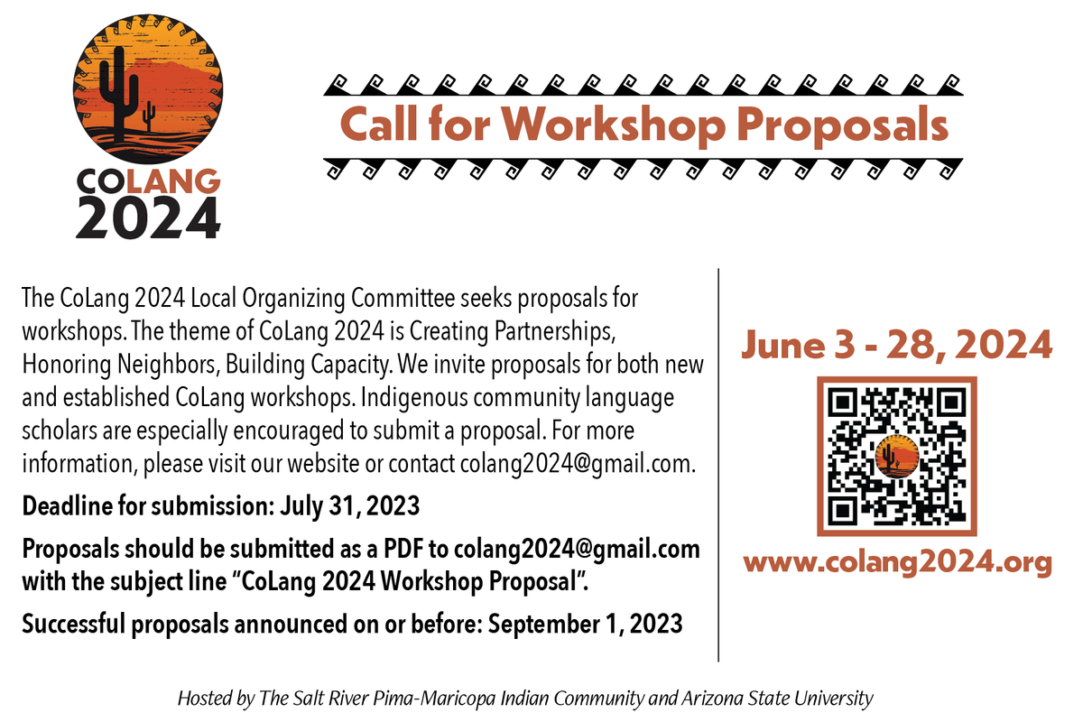 The CoLang 2024 call for workshop proposals is live! For more information, please visit our website: colang2024.org/proposals.