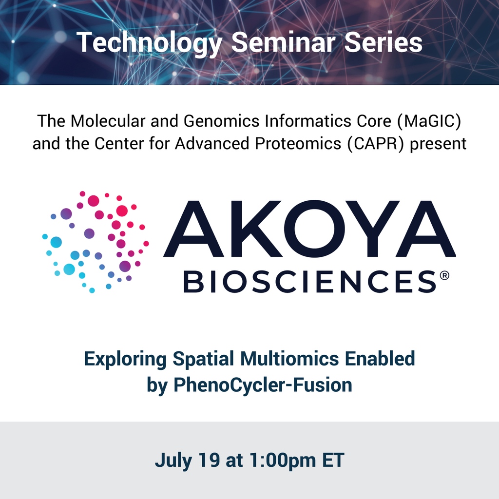 MaGIC_analytics's tweet photo. Join us for our next virtual Technology Seminar when @AkoyaBio shares their spatial platform! Register: https://t.co/pSksp1Bvk9. Got Qs for Akoya? Put them in the comments and we'll answer them live!👇 #sciencetwitter #bioinformatics #genomics https://t.co/nDUdOHzJvv