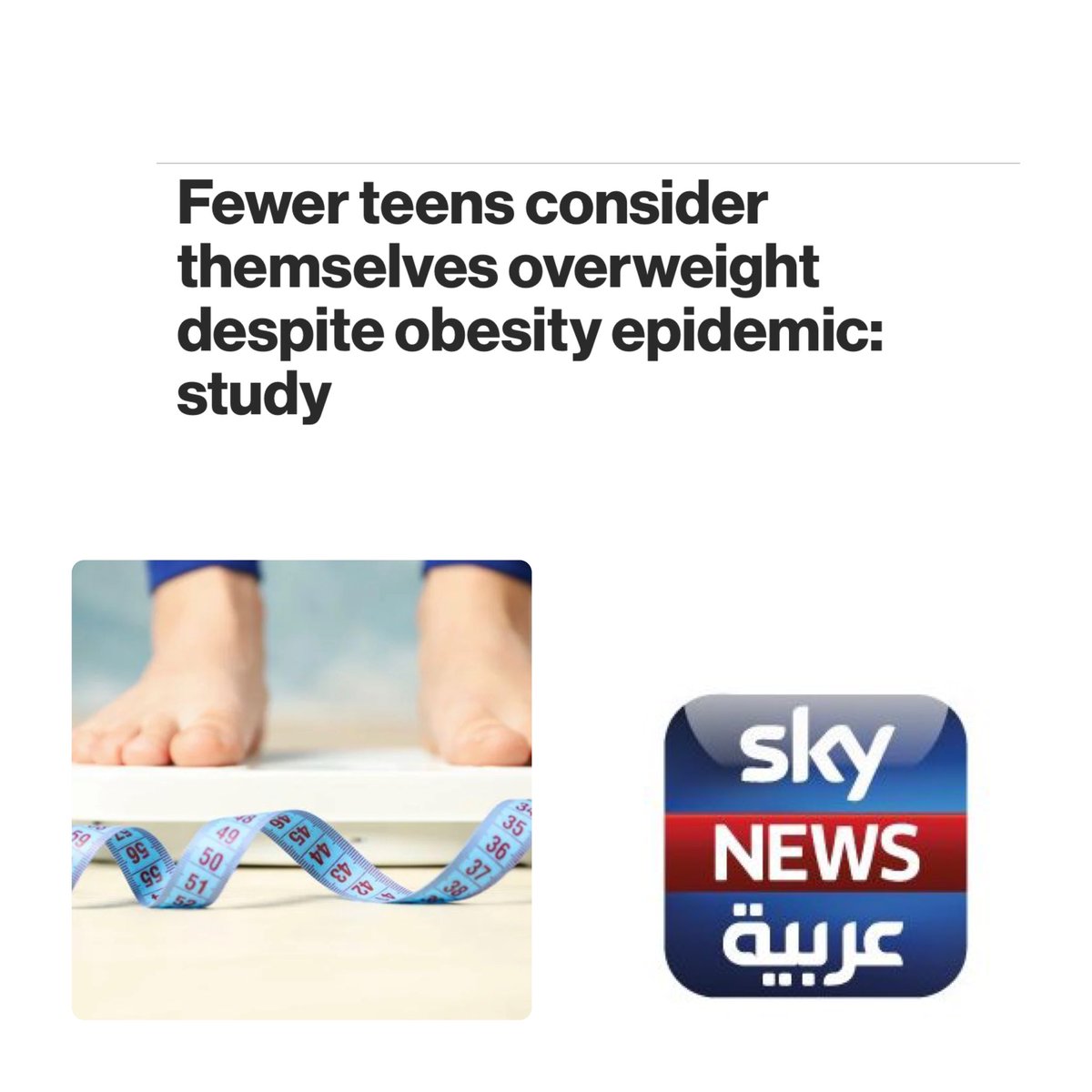 I will be live tomorrow morning on #skynewsarabia around 9:30 am UAE time to talk about a new study concerning obesity in teenagers 

أتشرف بمتابعتكم غدا على شاشة #سكاي_نيوز_عربية حوالي الساعة ٩:٣٠ صباحاً بتوقيت الإمارات للحديث عن دراسة جديدة متعلقة بالسمنة عند المراهقين