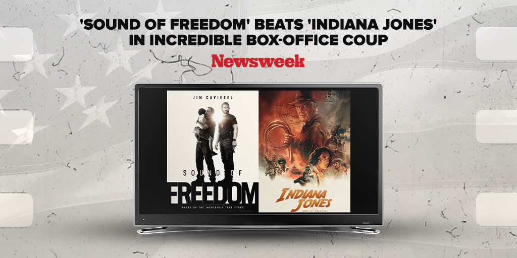 reallycaviezel's tweet photo. @SOFMovie2023 beats out Indiana Jones at the box office. Thanks for all the support. https://t.co/V4M5lVlIyV