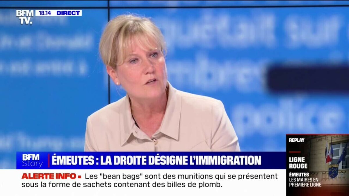 BFMTV's tweet photo. 🔴 EN DIRECT
"Au moindre truc, ça se soulèvera encore": Nadine Morano pense que la France n'est pas à l'abri d'autres émeutes
https://t.co/FfpREhVxat https://t.co/xE19kZtxXp