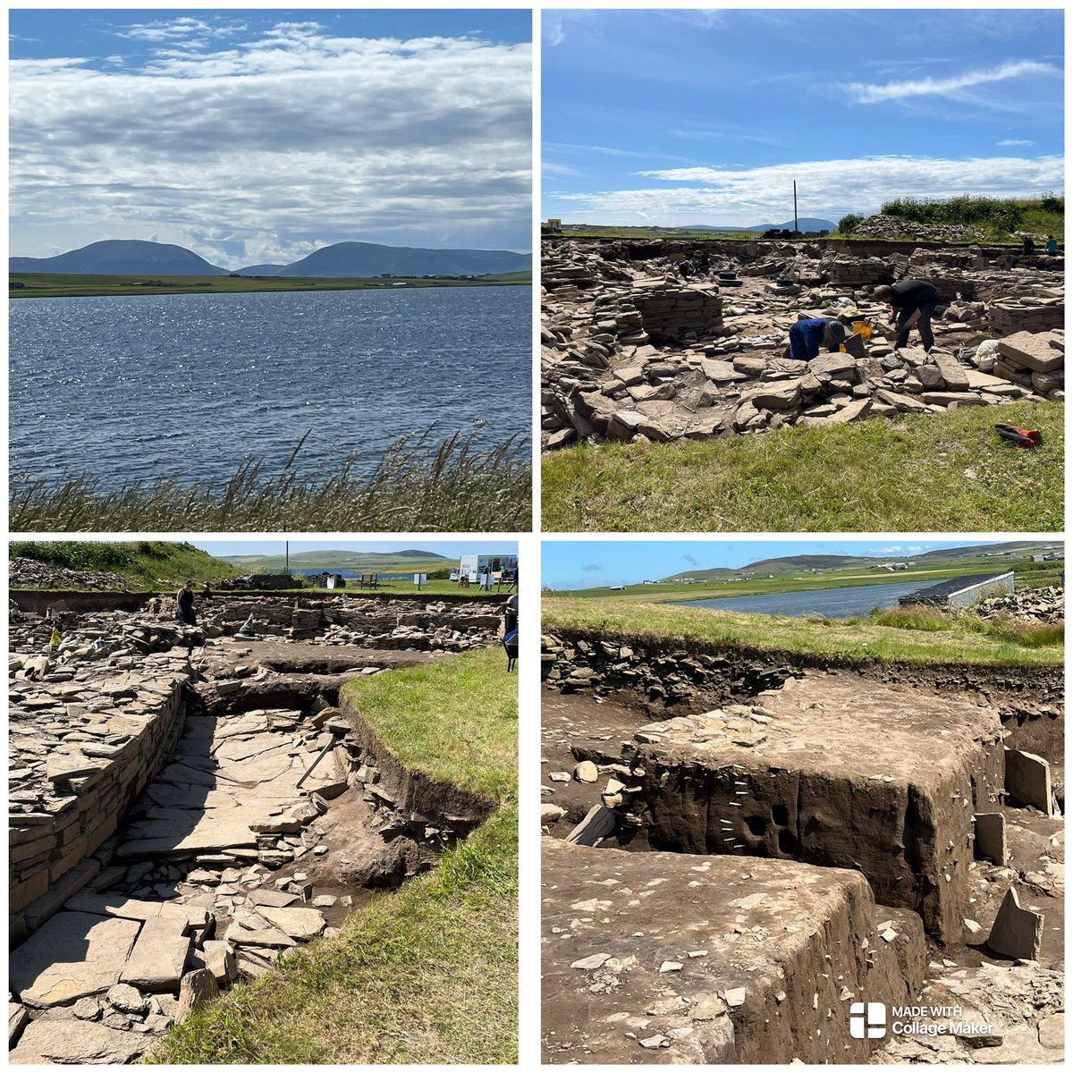 Flying visit to see the amazing @NessofBrodgar .. sunshine, hills, water, stone and more #ScotlandDigs2023 #Neolithic #Orkney