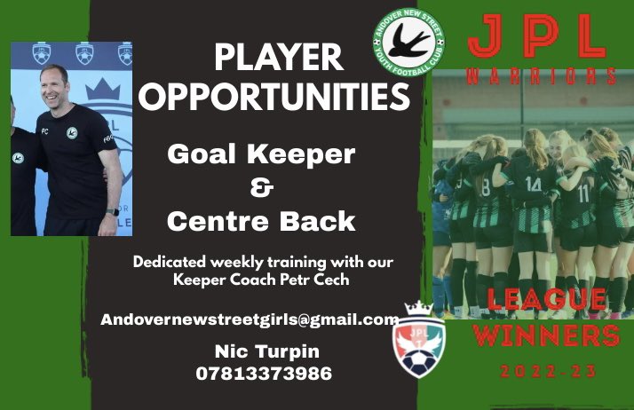 Calling Goal Keepers and Centre Backs  ⚽️ To join our Team ⚽️ Train with the best! <a href="/JPL_WARRIORS/">JPL Warriors 🛡️</a> @WoSoRecruitment <a href="/nicturpin/">Nic Turpin</a> <a href="/PetrCech/">Petr Cech</a> <a href="/HGYFL1/">Hampshire Girls Youth Football League</a> <a href="/DorsetCFA/">Dorset County Football Association</a> <a href="/WiltsCountyFA/">Wiltshire FA</a>