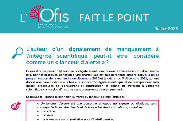 Office français de l'intégrité scientifique (Ofis) tweet media