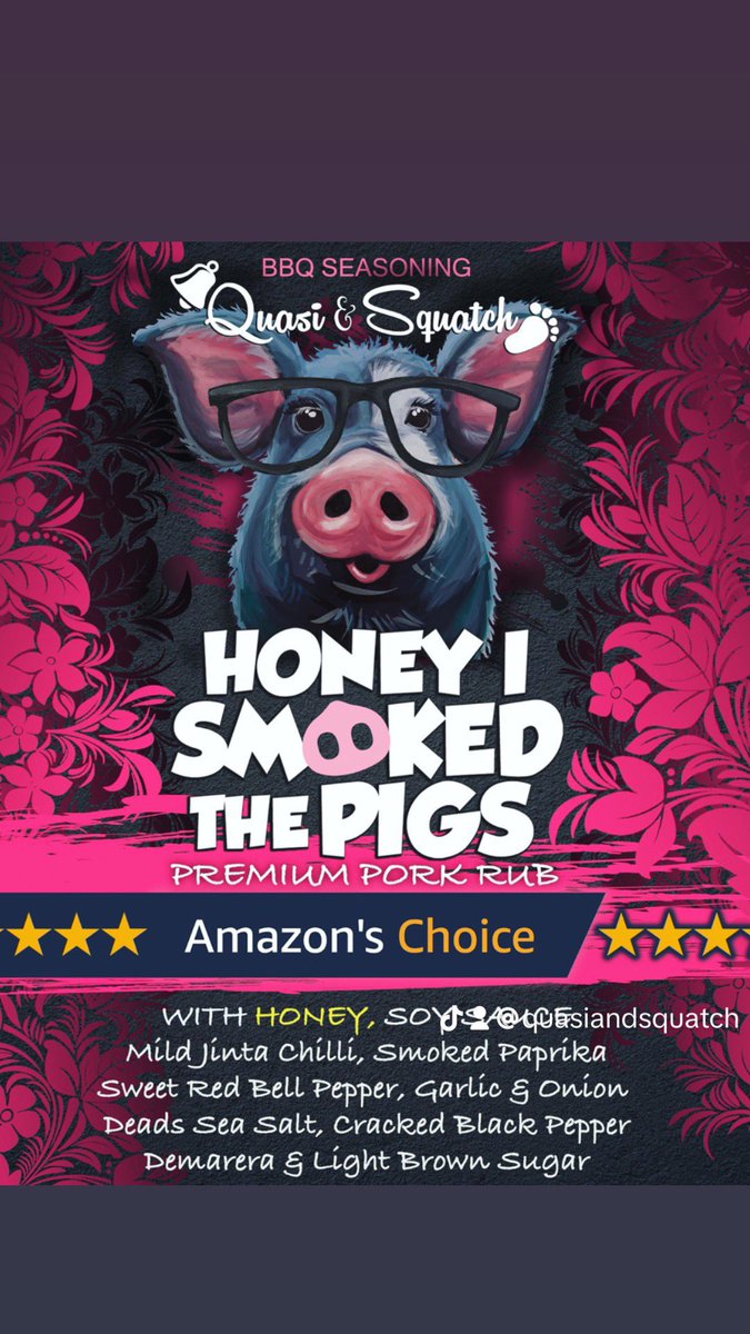 Our new BBQ pork rub has now been awarded Amazon’s Choice from relentless sales and 5 star reviews ❤️🐽🤩 And it’s OUT NOW 
 Quasi & Squatch - Honey I Smoked The Pigs (Smokey Honey Soy Sauce) BBQ Rub amzn.eu/d/7Yea0lK

#bbq #ｂｂｑ #bbqlovers #bbquk #bbqlovers #bbqlife