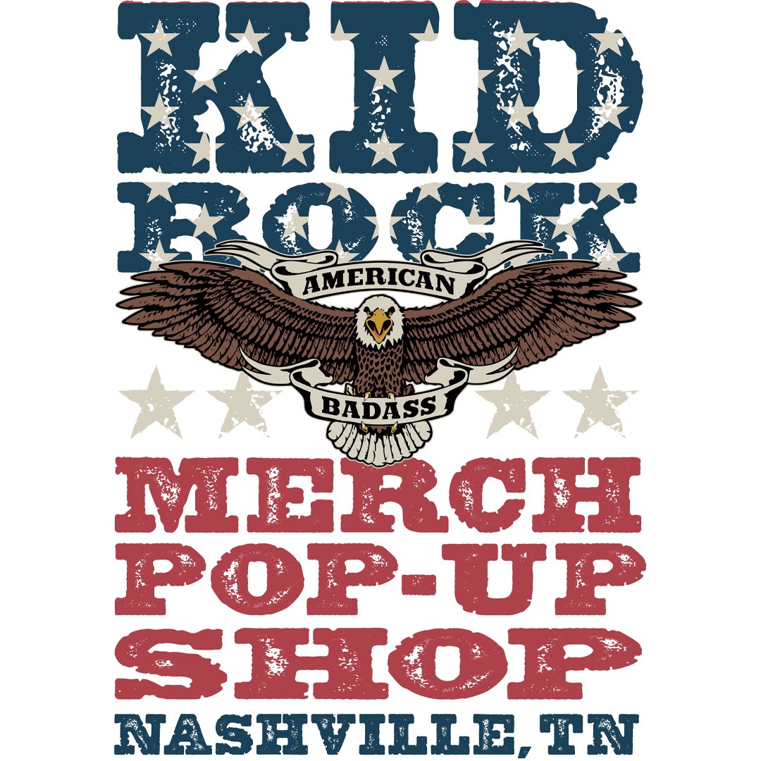 KidRock's tweet photo. If you're gonna be in Nashville this weekend be sure to go to Kid Rock's Honky Tonk and check out the Merch Pop-Up shop!  
Open Friday and Saturday only, Noon till 7PM!  
Located on the 2nd Floor. https://t.co/1MfxV5oGPG