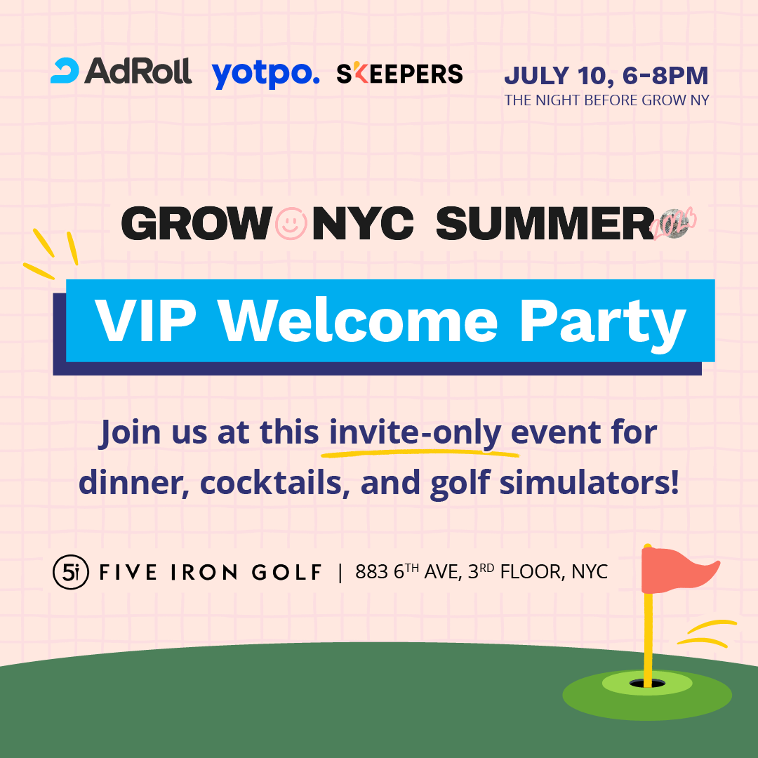 Going to #GROWNY next week? Sip and socialize at our Happy Hour! 🏙️

RSVP and join us from 6-8pm on Monday, July 10th for an open bar, dinner, private lounge, and indoor golf sessions at Five Iron Golf - Herald Square.

Register now to unwind and connect: bit.ly/3pAGdwS