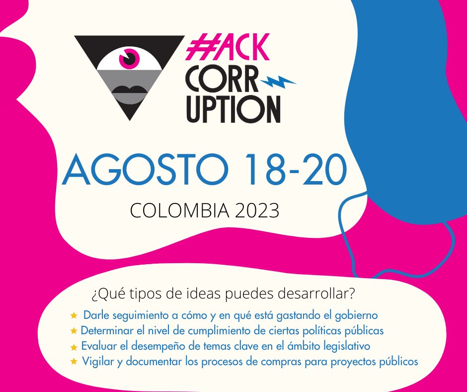 📢 We've extended applications for #HackCorruption #Colombia until July 10! If you're from Colombia, #DominicanRepublic #Paraguay #Panama #CostaRica or #Mexico, apply to help us co-create tech solutions that combat corruption. ➡️accountlab.typeform.com/hackcolombia