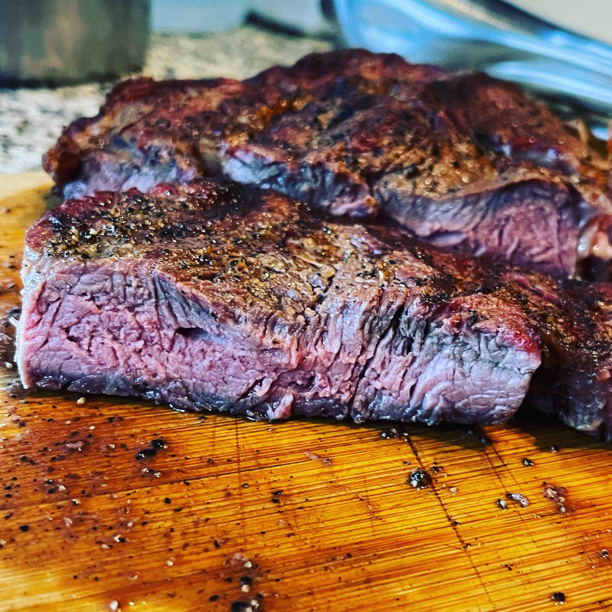 Nice Bone In Rib Eye..  All marinated and seasoned ready for  Traeger Wood Fired Grill.. 

Our house smells like a campfire!! 
@featherbladebutcher #featherbladecraftbutchery #treagergrills #treagerrecipes #treagernation #cuisineist #cuisineisttestkitchen Cuisineist.com