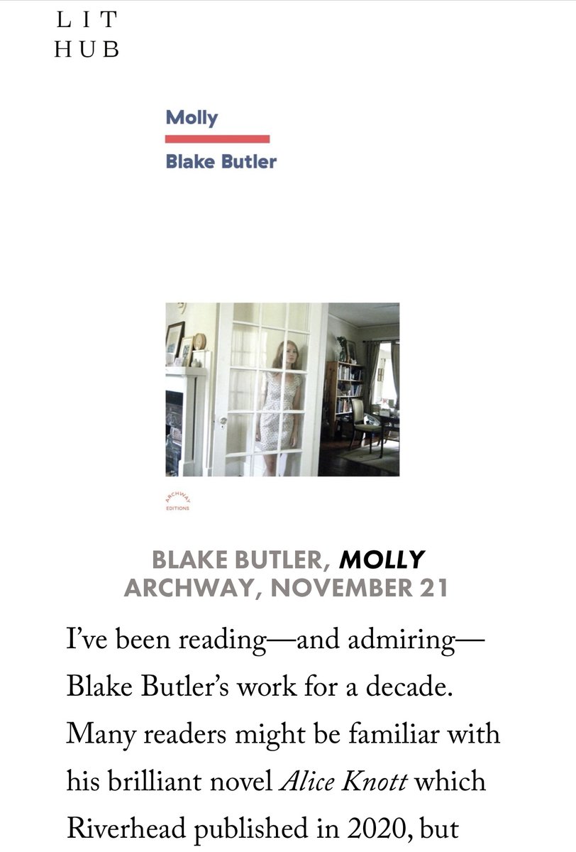 ArchwayEditions's tweet image. The most anticipated books of 2023 from @lithub featuring MOLLY by @blakebutler