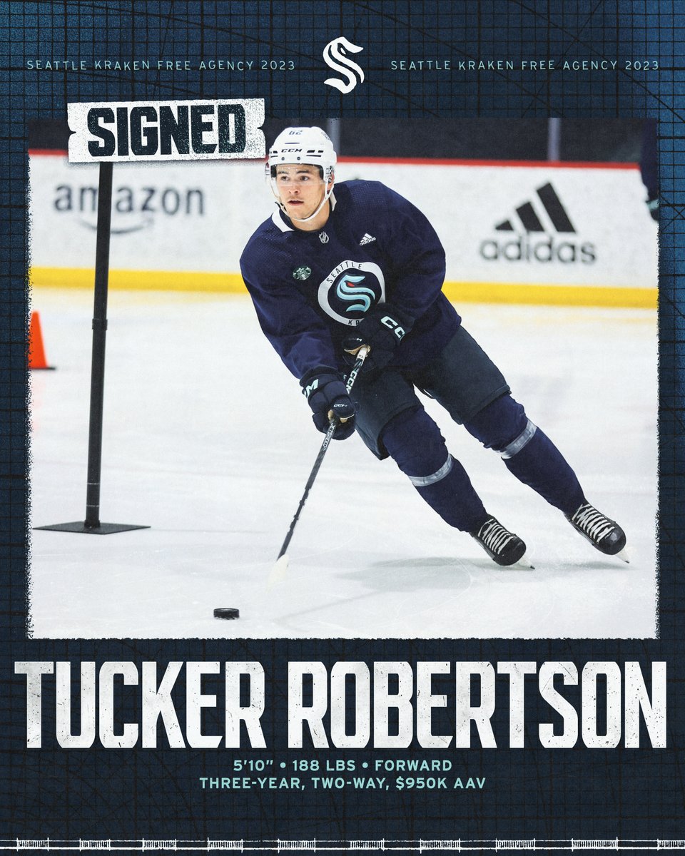 Tucker Time!

The #SeaKraken have signed forward Tucker Robertson to a three-year, entry level contract ($950k AAV).