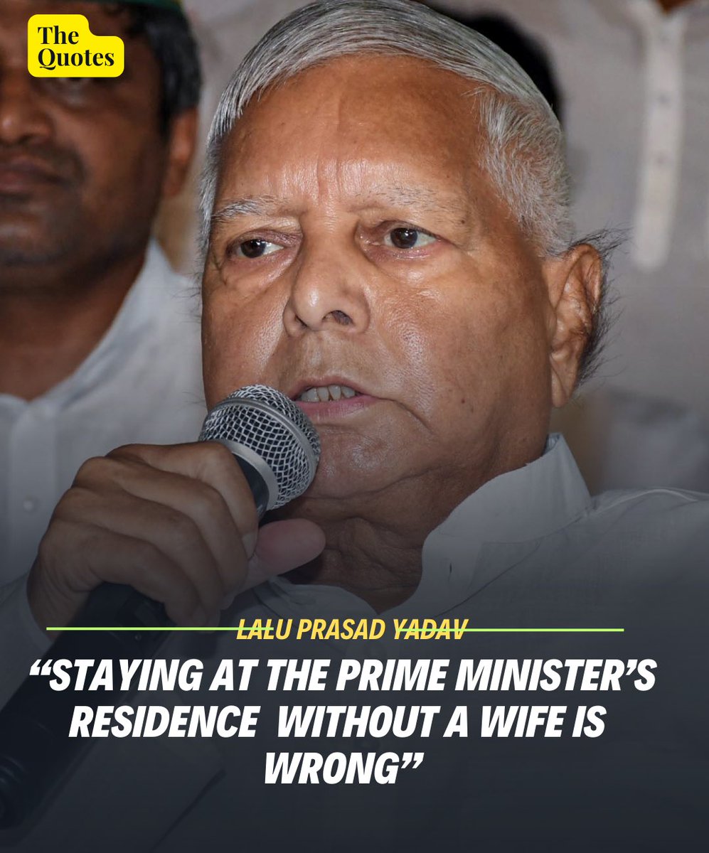 TheQuotesLive's tweet image. Former Bihar Chief Minister and Rashtriya Janata Dal (RJD) chief Lalu Prasad Yadav has his own eligibility criteria to become Prime Minister of the country. 
Follow @TheQuotes93 for more updates coming your way 👆
#LaluPrasadYadav #Latestdevelopment #IndiaNews