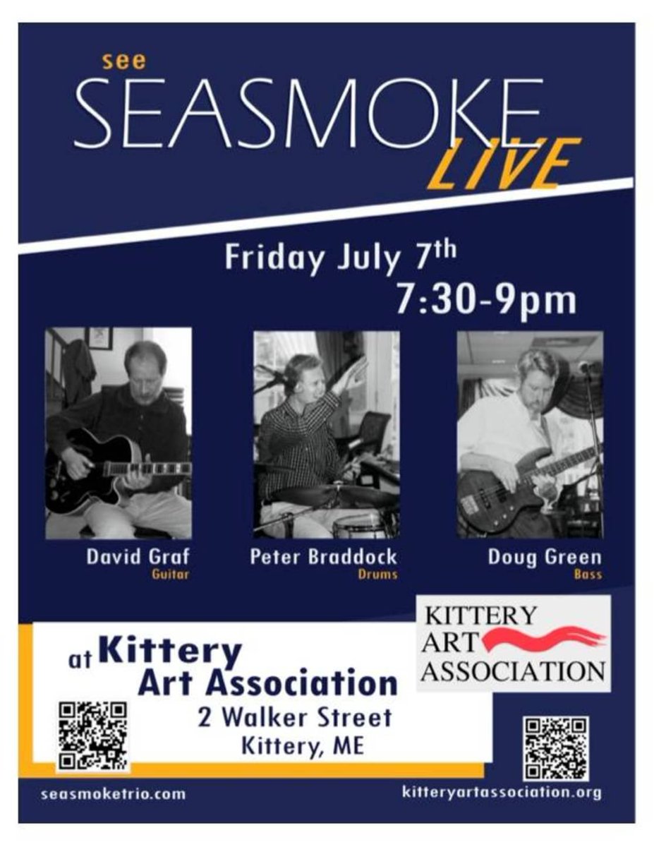 Catch Sea Breezes, by Caroline Kelley, at <a href="/KitteryArtAssoc/">Kittery Art Assoc.</a> . July 7 marks the return of the Summer Sizzle Series, featuring The Seasmoke Trio.
KAA is a nonprofit supporting the arts of the greater Seacoast region.

Sponsored by: Tangram 3DS "Imagine What We Can Do For You"