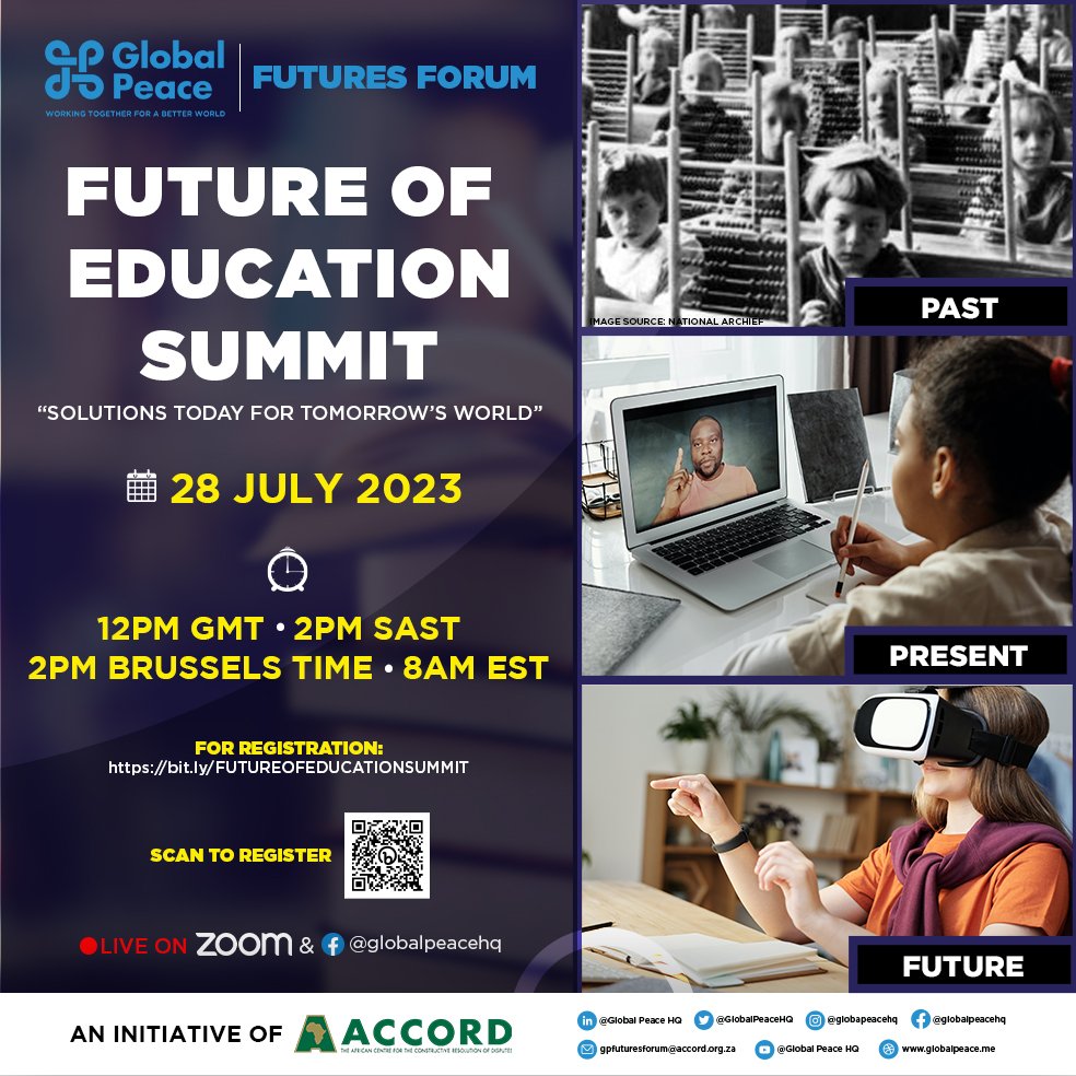 GlobalPeaceHQ's tweet photo. What will the future of Education look like? How are ready are we for the future of Education? What should we be expecting? It is a concern for all. Join our team. Lets work together to find innovative and creative solutions to the future of EDUCATION. #futuresforum https://t.co/uWyS3ngMrU