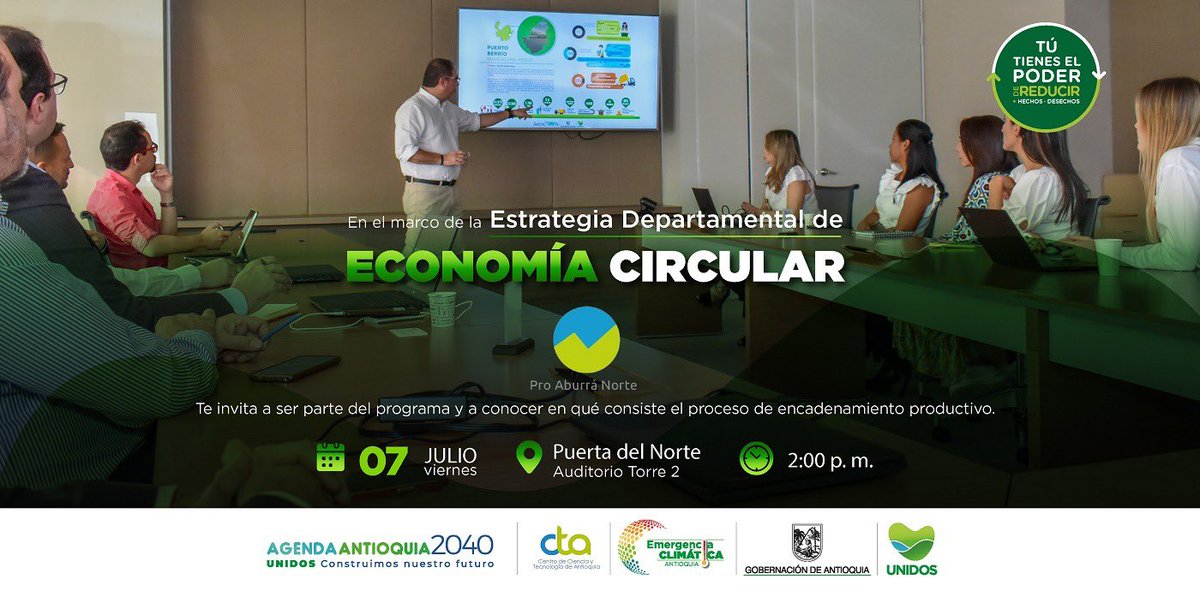 DesarrolloEcoAn's tweet photo. El trabajo articulado es fundamental para continuar fortaleciendo la Estrategia Departamental de Economía Circular.
Sé parte del programa y conoce en qué consiste esta gran iniciativa.
@ambienteant y @cta_co #EconomíaCircular♻️ #EconomíaCircularAntioquia #tutieneselpoder https://t.co/7DOJwsEt5Z