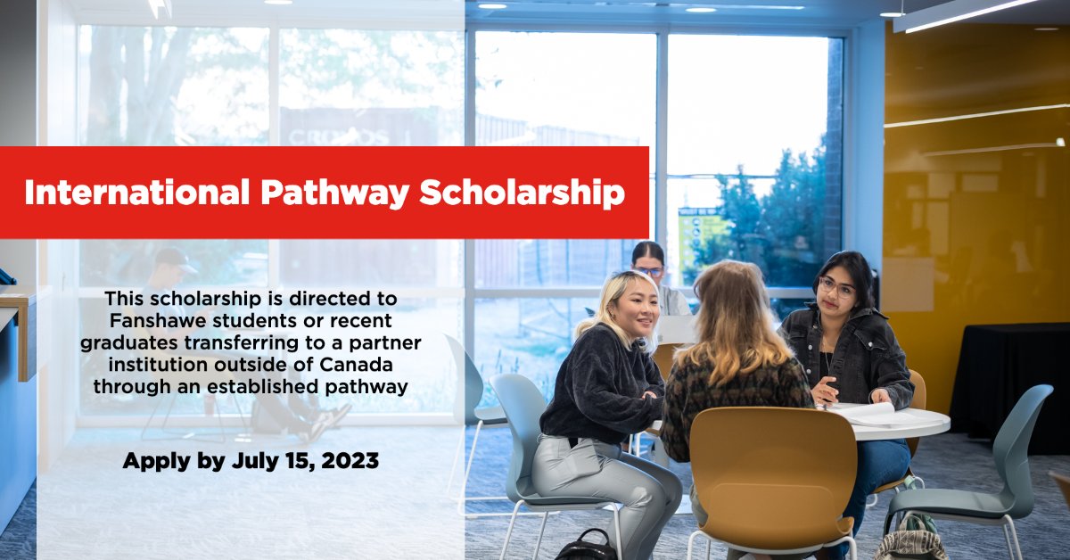 Hey Kinlin, are you planning to study abroad? You could be eligible for the International Pathway Scholarship.  

The deadline is approaching, so make sure you get your application in by July 15, 2023!

Apply now: forms.fanshawec.ca/pathways_schol…