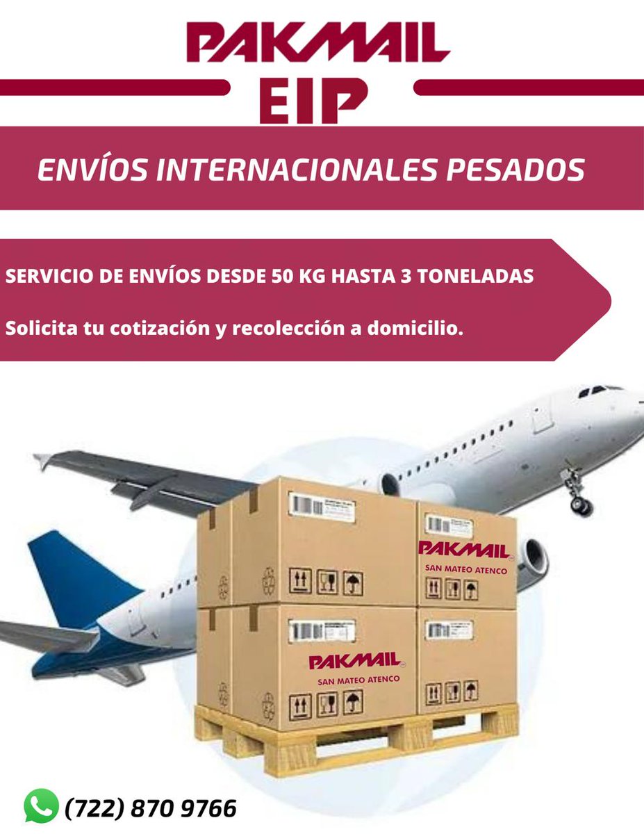 PakmailSMA's tweet photo. En PAKMAIL enviamos lo que tú quieras a donde tú quieras.
#enviasatodoelpais #enviosinternacionales #50K #pakmail_san_mateo_atenco #carga #carga_internacional https://t.co/g0cWke18Aj